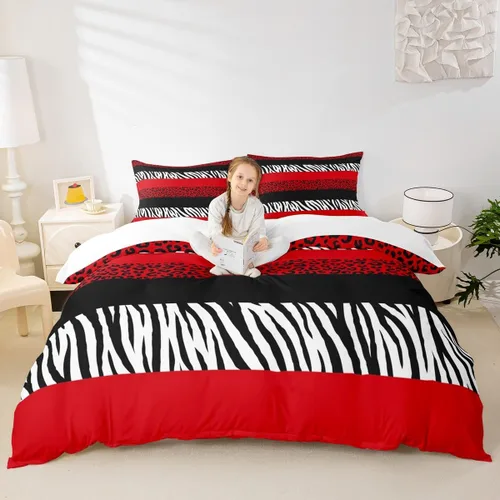 Vista 38 de Juego de funda de edredón para niños con estampado de leopardo, tamaño individual, juego de ropa de cama de moda de piel de guepardo abstracto