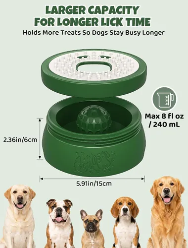 Vista 7 de ORDORA Slow Feeder Dog Lick Bowl with Rolling Ball for Liquids and Spreads