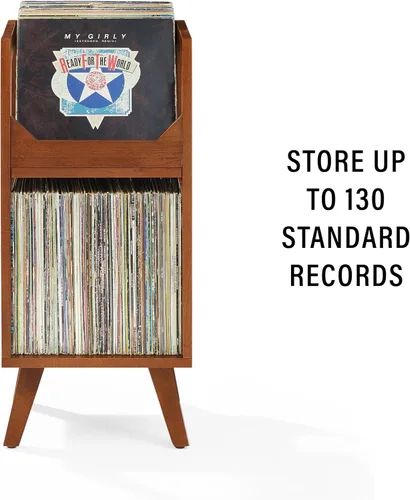 Vista 4 de Crosley Furniture Asheville - Soporte pequeño de discos moderno de mediados de siglo, almacenamiento de vinilo, con capacidad para hasta 130 discos
