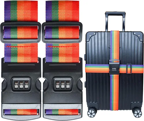 Vista 7 de 2 PIEZAS Correas de Equipaje 78" x 2" Correas de Maleta Anchas Ajustables Correas de Embalaje Accesorios de Viaje, Negro 2 piezas negro