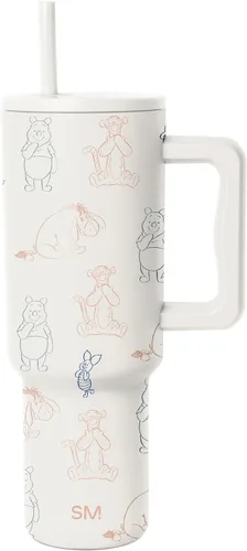 Vista 17 de Simple Modern Disney - Vaso de 40 onzas con asa y tapa con pajilla, botella de agua reutilizable aislada de acero inoxidable de viaje, regalos