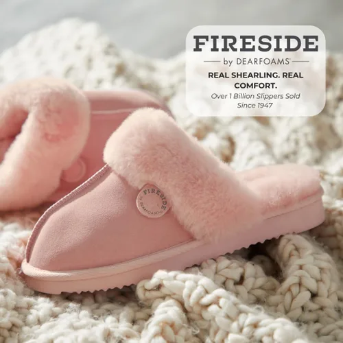 Vista 80 de Dearfoams Fireside Sydney Pantuflas anchas de piel de oveja para mujer, para interiores y exteriores