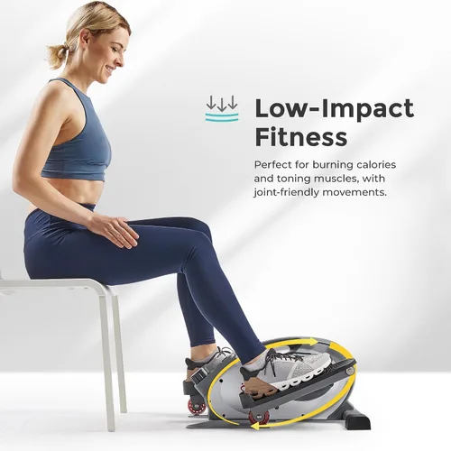 Vista 2 de Sunny Health & Fitness Under Desk Pedal Elliptical Machine, Adjustable Resistance Leg Exerciser Office Home Workout While Sitting for Seniors