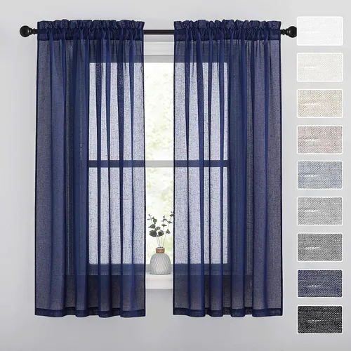 Vista 29 de RYB HOME Cortinas traslúcidas grises – Cortinas semitransparentes mezcladas de lino para privacidad, cortinas de ventana, reducción de luz para sala