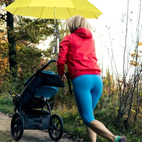 Vista 8 de Soporte para paraguas para cochecito de bebé, paraguas retráctil ajustable de 360°, soporte de acero inoxidable, accesorios para actividades al aire