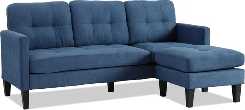 Vista 3 de Sofá ajustable en forma de L, azul, estilo nórdico