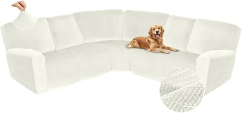 Vista 95 de Arfntevss Fundas de sofá seccional reclinable de terciopelo, Funda de sofá seccional de esquina para sofá reclinable, Funda elástica suave