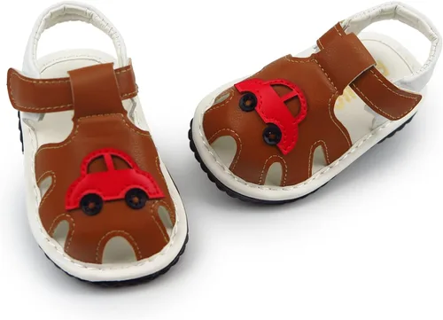 Vista 4 de WILLFUN Sandalias chirriantes de verano para bebé niño y niña, suela de goma de alta calidad, zapatos antideslizantes para niños pequeños primeros