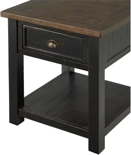 Vista 7 de Martin Svensson Home Mesa auxiliar de madera maciza, color negro con tapa marrón