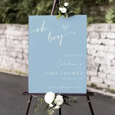 Vista 7 de Letrero personalizado con nombre, decoración de baby shower de flores silvestres para niño o niña, fiesta de revelación de género, tema floral