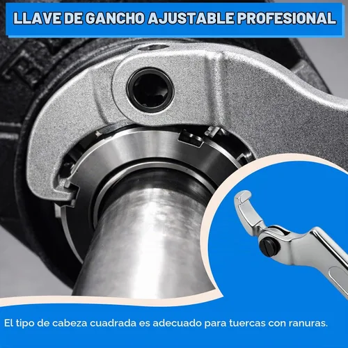 Vista 3 de Wadoy Herramienta de Llave de Gancho Ajustable en C, Cromo Vanadio 3/4-2"(19-51mm)+2-4 3/4"(51-121mm) Juego de Llaves - Utilizada para Apretar