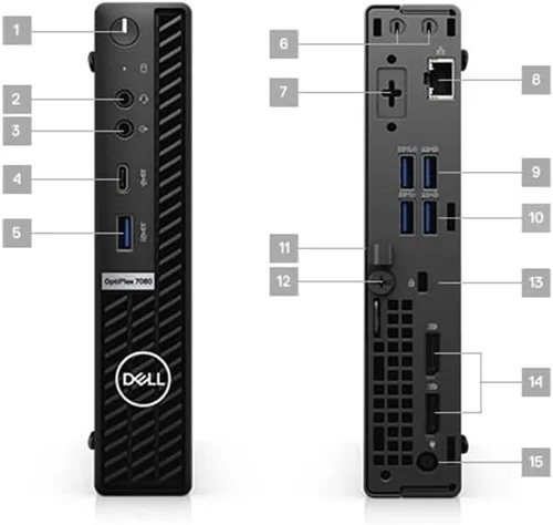 Vista 3 de Dell Optiplex 7080 Micro Desktop Core i7-10700T - Disco duro SSD de 256 GB - 16 GB RAM 8 núcleos @ 4.5 GHz Win 11 Pro Negro (renovado)