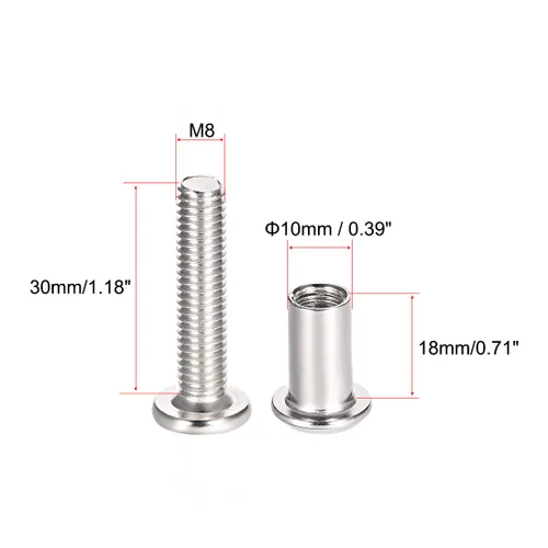 Vista 2 de uxcell Poste de tornillo apto para 3/8 pulgadas de diámetro de agujero, macho M8x30mm hebilla de cinturón, pernos de encuadernación de cuero