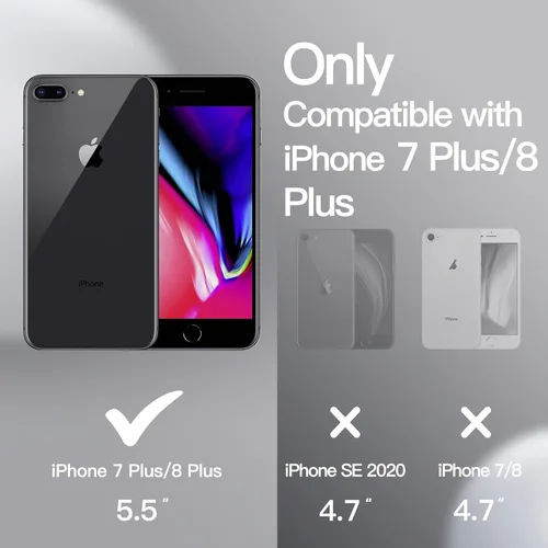 Vista 2 de JETech Funda de silicona para iPhone 8 Plus/7 Plus, color negro Tacto suave y sedoso, protección a prueba de golpes, resistente a los arañazos