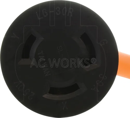 Vista 4 de AC WORKS Enchufe de bloqueo NEMA L14-30P de 4 clavijas de 30 amperios 125/250 voltios a conector hembra de bloqueo L6-30R 30Amp 250Volt (flexible)
