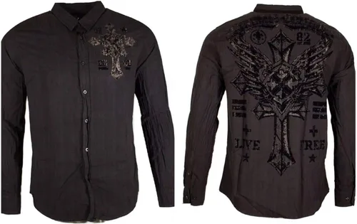 Vista 2 de Xtreme Couture Affliction - Camisa con botones para hombre, color negro