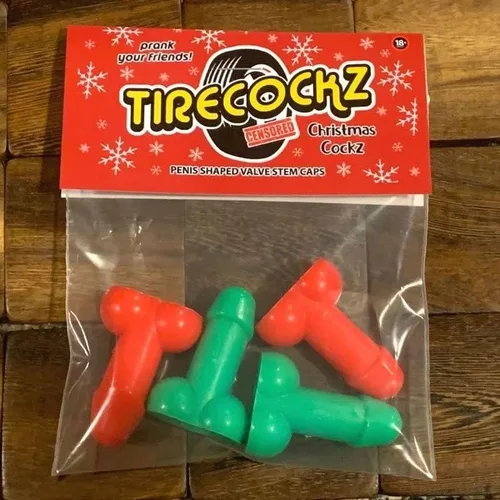 Vista 2 de Tirecockz Tapas de vástago de válvula de broma, edición navideña, regalo de elefante blanco