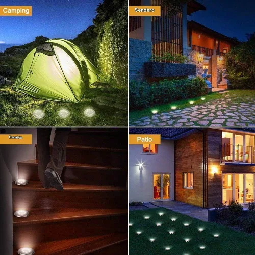 Vista 7 de Aogist Luces solares de suelo, luces LED de disco de jardín, iluminación de paisaje al aire libre para césped, patio, camino, terraza, pasarela