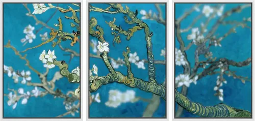 Vista 32 de wall26 Lienzo enmarcado para pared, juego de arte con flores de almendra de Vincent Van Gogh, naturaleza, ilustraciones de área silvestre, bellas