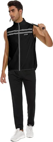 Vista 6 de Chaleco de seguridad Hi-Viz para hombre, chaleco cortavientos sin mangas, resistente al viento y reflectante