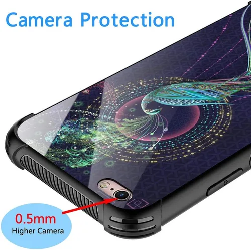 Vista 5 de ZHEGAILIAN Funda para iPhone 6/6S, protección de grado militar, esquinas a prueba de golpes, funda antiarañazos para iPhone 6/6S, pavo real
