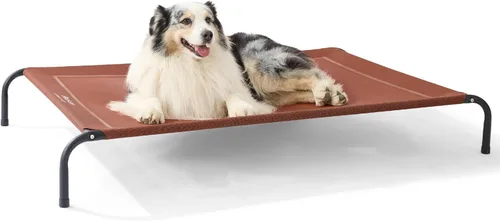 Vista 24 de Bedsure Camas elevadas para perros al aire libre para perros pequeños, cama portátil elevada para mascotas con hamaca para mascotas con patas Gris