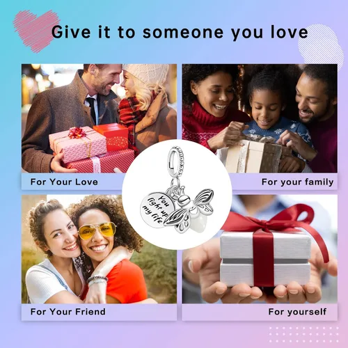 Vista 7 de LUXILLA Love You Best Friend Grandma Wife - Dije de corazón de plata de ley 925 para pulseras, collar, día de San Valentín, día de la madre, regalo