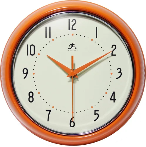 Vista 15 de Infinity Instruments Reloj de pared retro, reloj cuadrado de 9 pulgadas, silencioso sin tictac, moderno de mediados de siglo, reloj de cocina, reloj