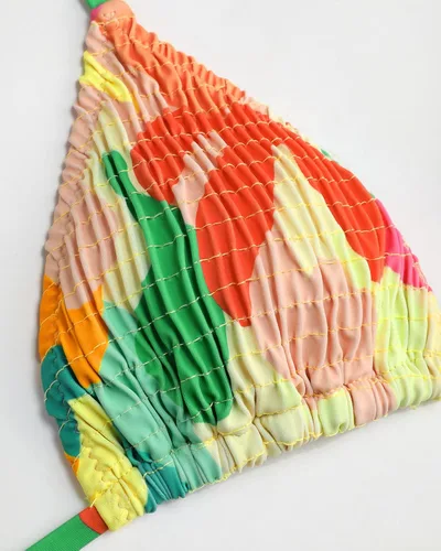 Vista 3 de VOLAFA Conjunto de traje de baño de dos piezas con estampado de triángulo para mujer