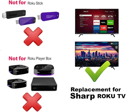 Vista 2 de Control remoto compatible con todos los televisores Sharp Roku LC-50LBU591U LC-50LBU711U LC-55LBU591U LC-55LBU711U LC-43LBU591U LC-32LB601U
