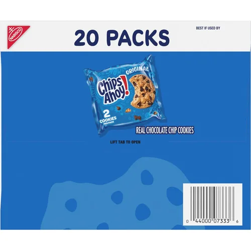 Vista 18 de CHIPS AHOY! Galletas Originales con Chispas de Chocolate, 20 Paquetes (2 galletas por paquete)