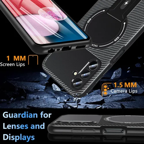 Vista 6 de Funda OWKEY Samsung Galaxy A13 5G, Funda Magnética para Teléfono con Soporte y Protector de Pantalla, Funda Protectora Antihuellas y a Prueba de A13