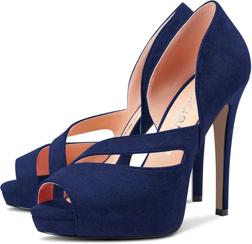 Vista 4 de Castamere Sandalias de tacón alto de aguja para mujer, con puntera abierta, sin cordones, para boda