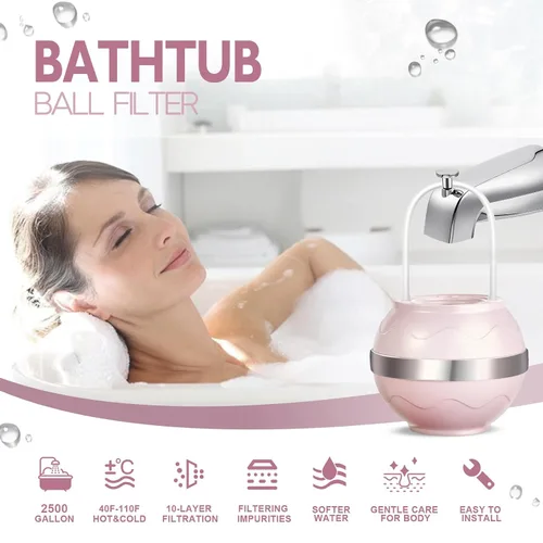 Vista 3 de Filtro de baño para grifo de bañera, filtro de agua de baño de 10 etapas de 2,500 galones, elimina contaminantes y equilibrador de pH, mejora