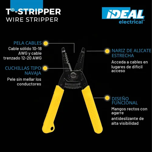 Vista 2 de Pelacables ideales, pelacables en T, herramienta eléctrica profesional Electric wire stripper, 0.75mm2-6mm2 plier, narrow nose electrical pliers