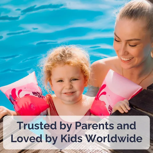 Vista 3 de Limmys Flotadores de brazo de alta calidad para niños, de 1 a 6 años, alas de agua inflables para nadar (ganador del premio Mom's Choice Award)