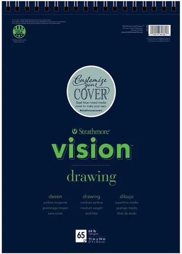 Vista 7 de Strathmore Vision 62643590 - Almohadilla de dibujo de dientes finos de 9 x 12 pulgadas, 64 libras, 65 hojas