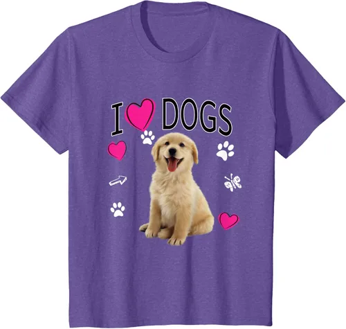 Vista 40 de Camiseta I Love Dogs - Camiseta Golden Labrador retriever, Azul Negro