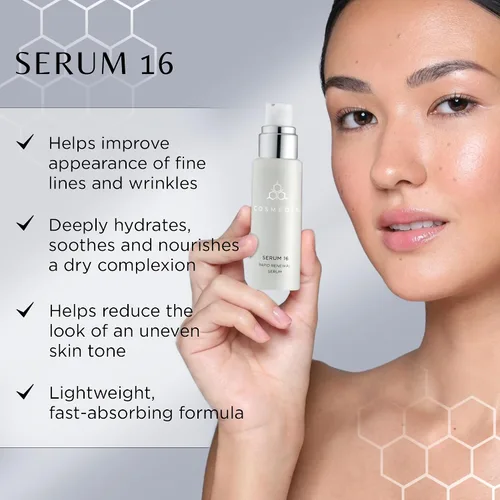 Vista 2 de Cosmedix Suero 16, suero de renovación rápida, 1 onzas líquidas Moisture-Rich Facial Serum with Vitamin E for All Skin Types - Fine Lines