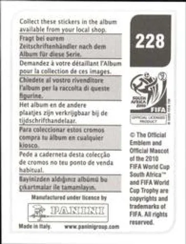 Vista 2 de Pegatinas de la Copa Mundial de la FIFA de Panini 2010 #228 Hassan Yebda Argelia - Adhesivo oficial de álbum de fútbol (2 pulgadas x 1.5 pulgadas)