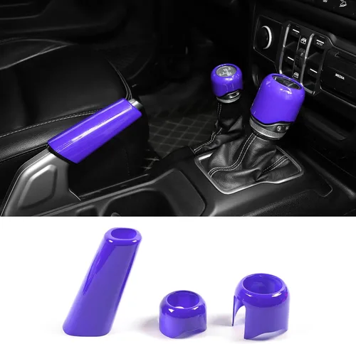 Vista 9 de Funda para Freno de Mano + Tapa del Pomo de Cambio + Tapa del Pomo de Cambio del Modo de Conducción Compatible con Jeep Wrangler JL JLU 2018-2025