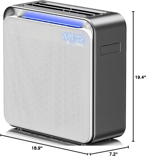 Vista 10 de BURTRAN Purificador de aire HEPA para habitación grande en el hogar de hasta 1,360 pies cuadrados, Nano-Oxy™ HEPA14, con pantalla de calidad