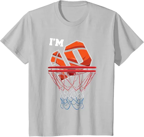 Vista 73 de Camiseta de regalo de cumpleaños con red de baloncesto de 10 años, Negro