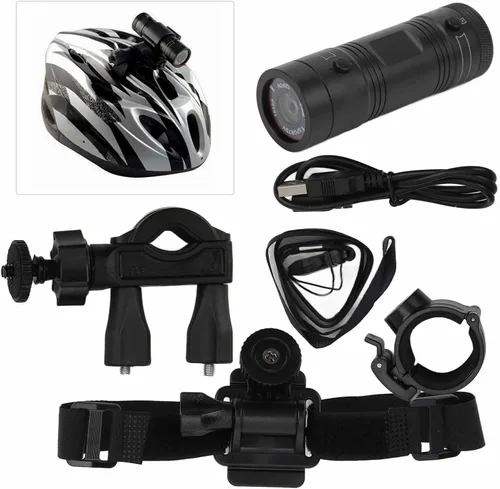 Vista 7 de Diyeeni Cámara deportiva para casco de bicicleta, mini cámara de acción completa de 1080p, cámara de video portátil gran angular de 120°, micrófono