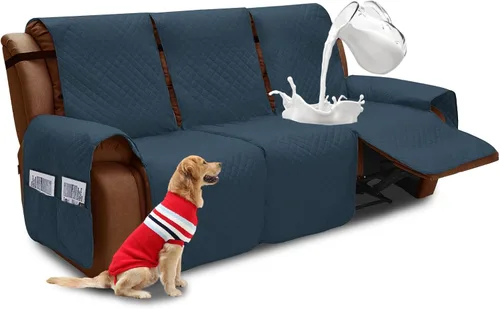 Vista 33 de XINEAGE Funda para Sillón Reclinable Resistente al Agua, Fundas Antideslizantes para Silla Reclinable con Bolsillos, Fundas Acolchadas Gruesas
