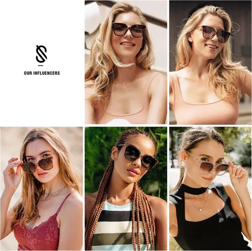 Vista 2 de SOJOS Gafas de sol cuadradas de moda para mujer, lentes de protección UV para mujer, gafas de sol SJ2196