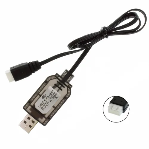 Vista 3 de Cable cargador USB de 3 pines XH-3P de 7.4V para paquetes de baterías LiPo