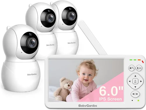 Vista 9 de Monitor de bebé con cámara y audio sin WiF 6" IPS pantalla 1 cámara