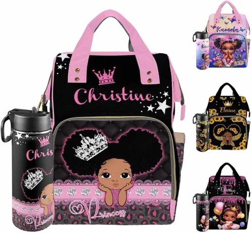 Vista 27 de Mochilas personalizadas con nombre personalizado para bebé, bolsa de pañales con monograma con bolsillos térmicos para adultos y niños, impermeable
