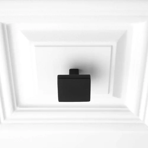 Vista 5 de KOOFIZO Paquete de 10 pomos negros para gabinete, pomos negros mate para cajones, K03, tiradores cuadrados de un solo agujero para gabinetes